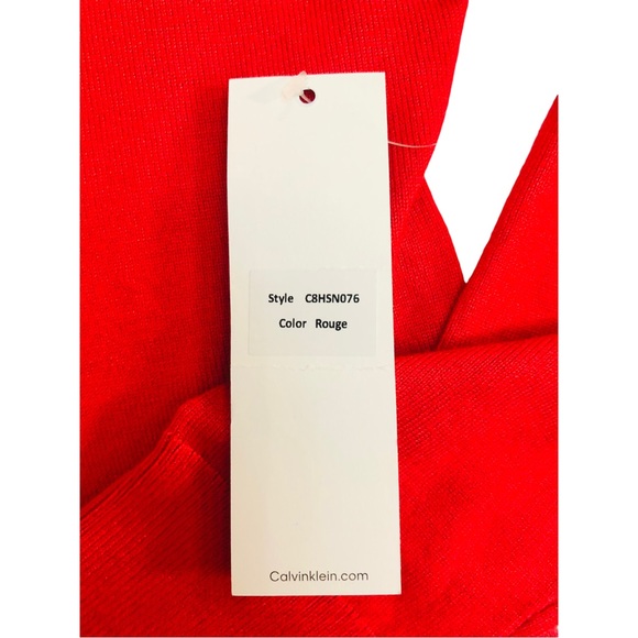 NWT Calvin Klein Sz Medium Red Mock Neck Pullover - Picture 6 of 10